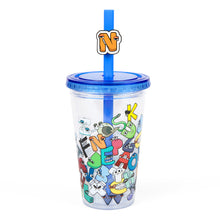 Load image into Gallery viewer, ALPHABET LORE - Letter Jumble Tumbler (6" Drinkware w/ Boba Straw, Screw-Top Lid & 3D Charm)
