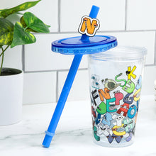Load image into Gallery viewer, ALPHABET LORE - Letter Jumble Tumbler (6" Drinkware w/ Boba Straw, Screw-Top Lid & 3D Charm)