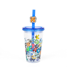 Load image into Gallery viewer, ALPHABET LORE - Letter Jumble Tumbler (6" Drinkware w/ Boba Straw, Screw-Top Lid & 3D Charm)
