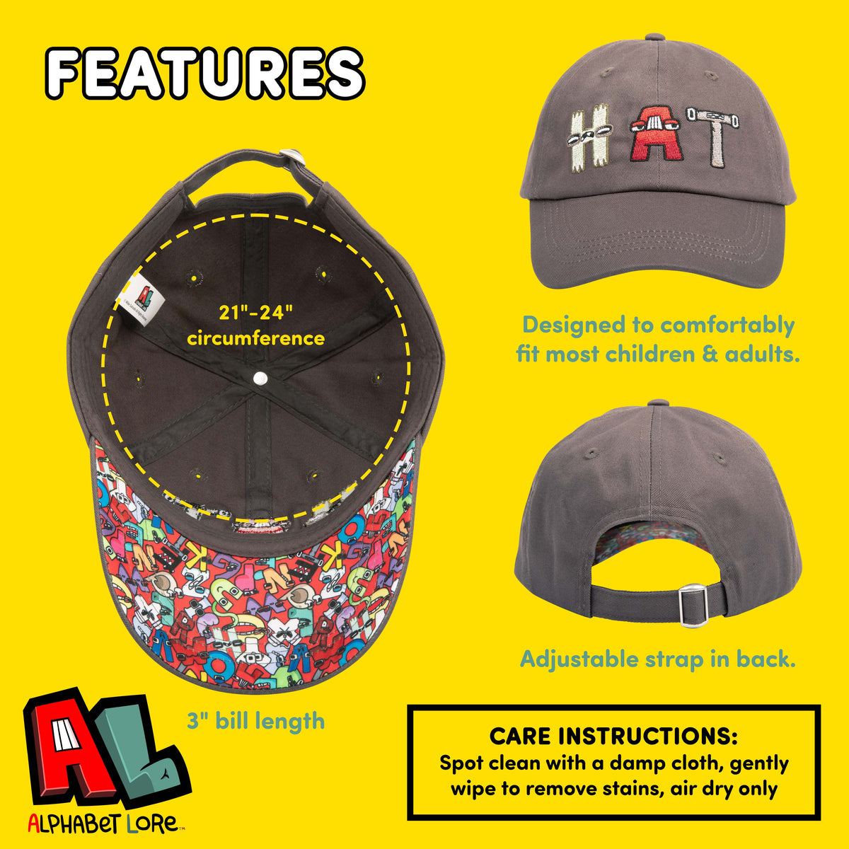 ALPHABET LORE - H A T Embroidered Brimmed Cap (Adjustable Unisex