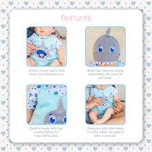 Load image into Gallery viewer, TINY TREASURES - Jawsome Shark Outfit (for 17" Baby Dolls)