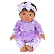 Load image into Gallery viewer, TINY TREASURES - Baby Doll w/ Lilac Bunny Outfit (17" Tall)