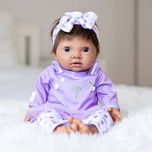 Load image into Gallery viewer, TINY TREASURES - Baby Doll w/ Lilac Bunny Outfit (17" Tall)