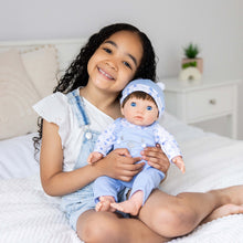 Load image into Gallery viewer, TINY TREASURES - Baby Doll w/ Blue Bear Outfit (17" Tall)