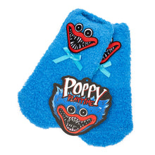 Load image into Gallery viewer, POPPY PLAYTIME - Huggy Wuggy Fuzzy Socks 2-Pack (w/ Embroidered Patch & 3D Bow, Unisex)