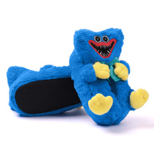 Load image into Gallery viewer, POPPY PLAYTIME - Huggy Wuggy Fuzzy Plush Slippers (3D Body & Bow w/ Embroidery, Unisex)