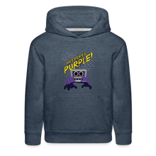 Load image into Gallery viewer, RAINBOW FRIENDS - Here's Purple! Hoodie (Youth) - heather denim
