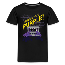 Load image into Gallery viewer, RAINBOW FRIENDS - Here's Purple! T-Shirt (Youth) - black