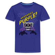 Load image into Gallery viewer, RAINBOW FRIENDS - Here's Purple! T-Shirt (Youth) - royal blue