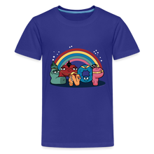 Load image into Gallery viewer, ALPHABET LORE - LMNOP Rainbow T-Shirt (Youth) - royal blue
