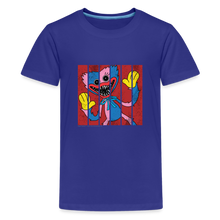 Load image into Gallery viewer, POPPY PLAYTIME - Huggy & Kissy Split T-Shirt (Youth) - royal blue