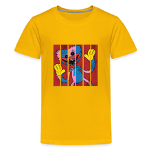Load image into Gallery viewer, POPPY PLAYTIME - Huggy & Kissy Split T-Shirt (Youth) - sun yellow