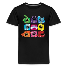 Load image into Gallery viewer, POPPY PLAYTIME - Smiling Critters Grid T-Shirt (Youth) - black