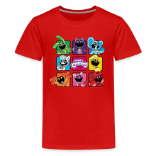 Load image into Gallery viewer, POPPY PLAYTIME - Smiling Critters Grid T-Shirt (Youth) - red
