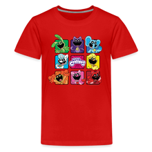 Load image into Gallery viewer, POPPY PLAYTIME - Smiling Critters Grid T-Shirt (Youth) - red