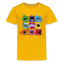 Load image into Gallery viewer, POPPY PLAYTIME - Smiling Critters Grid T-Shirt (Youth) - sun yellow