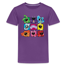 Load image into Gallery viewer, POPPY PLAYTIME - Smiling Critters Grid T-Shirt (Youth) - purple
