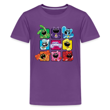 Load image into Gallery viewer, POPPY PLAYTIME - Smiling Critters Grid T-Shirt (Youth) - purple