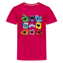 Load image into Gallery viewer, POPPY PLAYTIME - Smiling Critters Grid T-Shirt (Youth) - dark pink