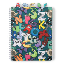 Load image into Gallery viewer, ALPHABET LORE - ABCDE Tabbed Notebook (8.5&quot; Notebook w/ Tabbed Dividers, 144 Pages)
