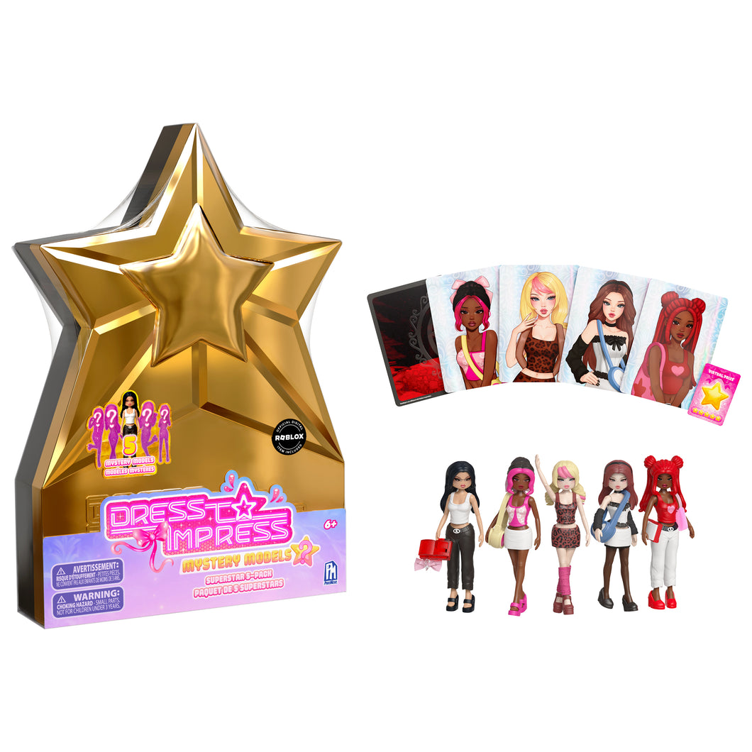 Dress To Impress — Mystery Models — Superstar 5-pack —Series 1 — Star Storage Case —Small Dolls — Blind Box Collectible Set — Includes DLC Code — Officially Licensed Toys by PhatMojo