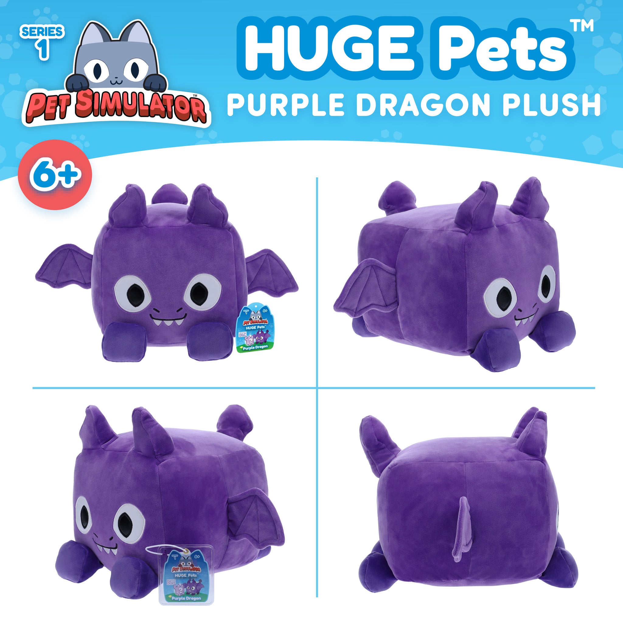 Epic Drops PET SIMULATOR - Purple Dragon HUGE Pet Plush (8.5
