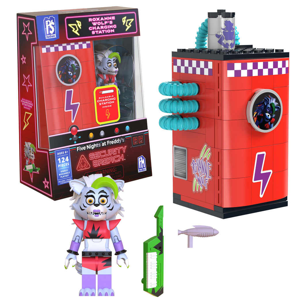 FIVE NIGHTS AT FREDDY'S - Phat$tacks Roxanne's Charging Station Playset (124 pieces, Series 1)