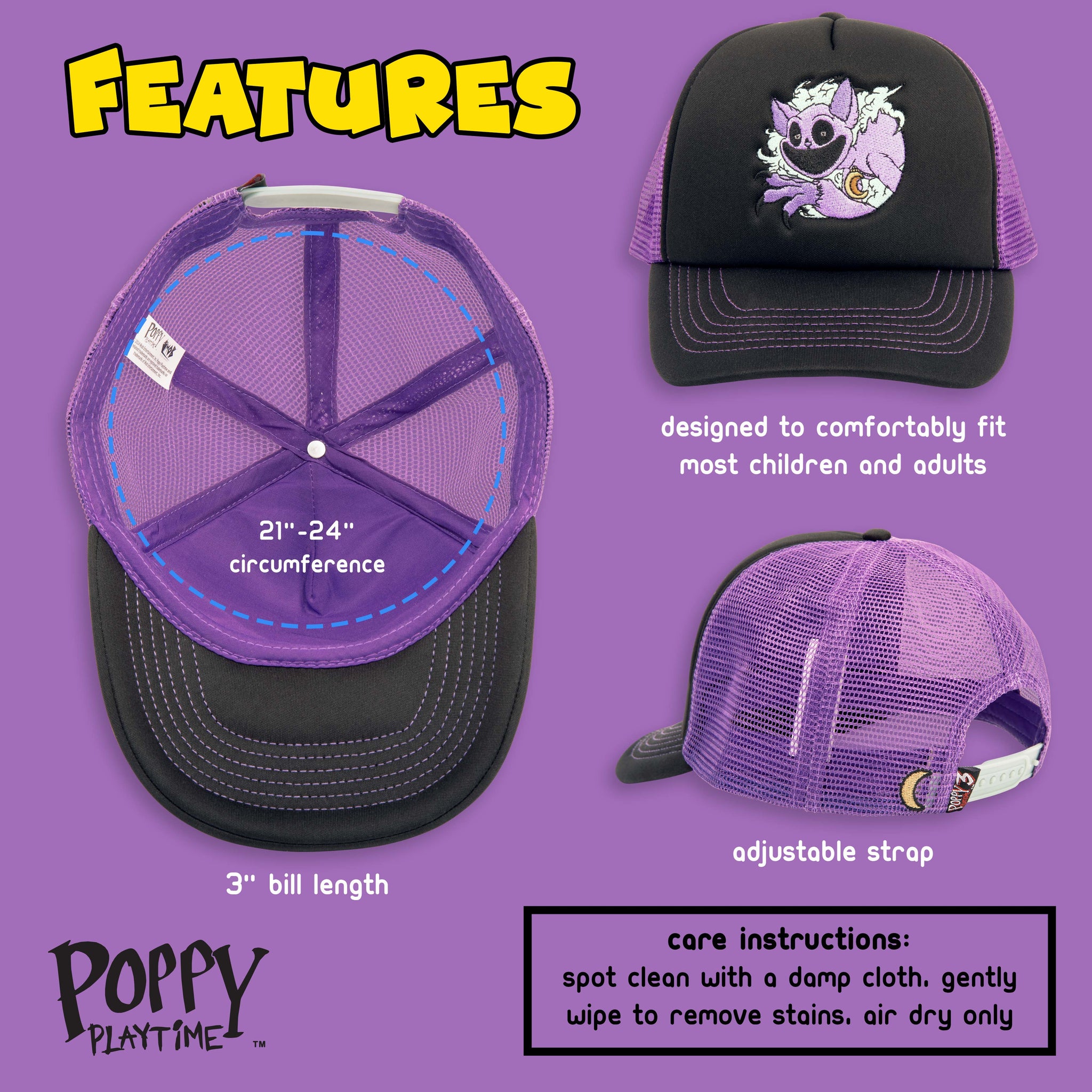 POPPY PLAYTIME - CatNap Embroidered Mesh Cap (Adjustable