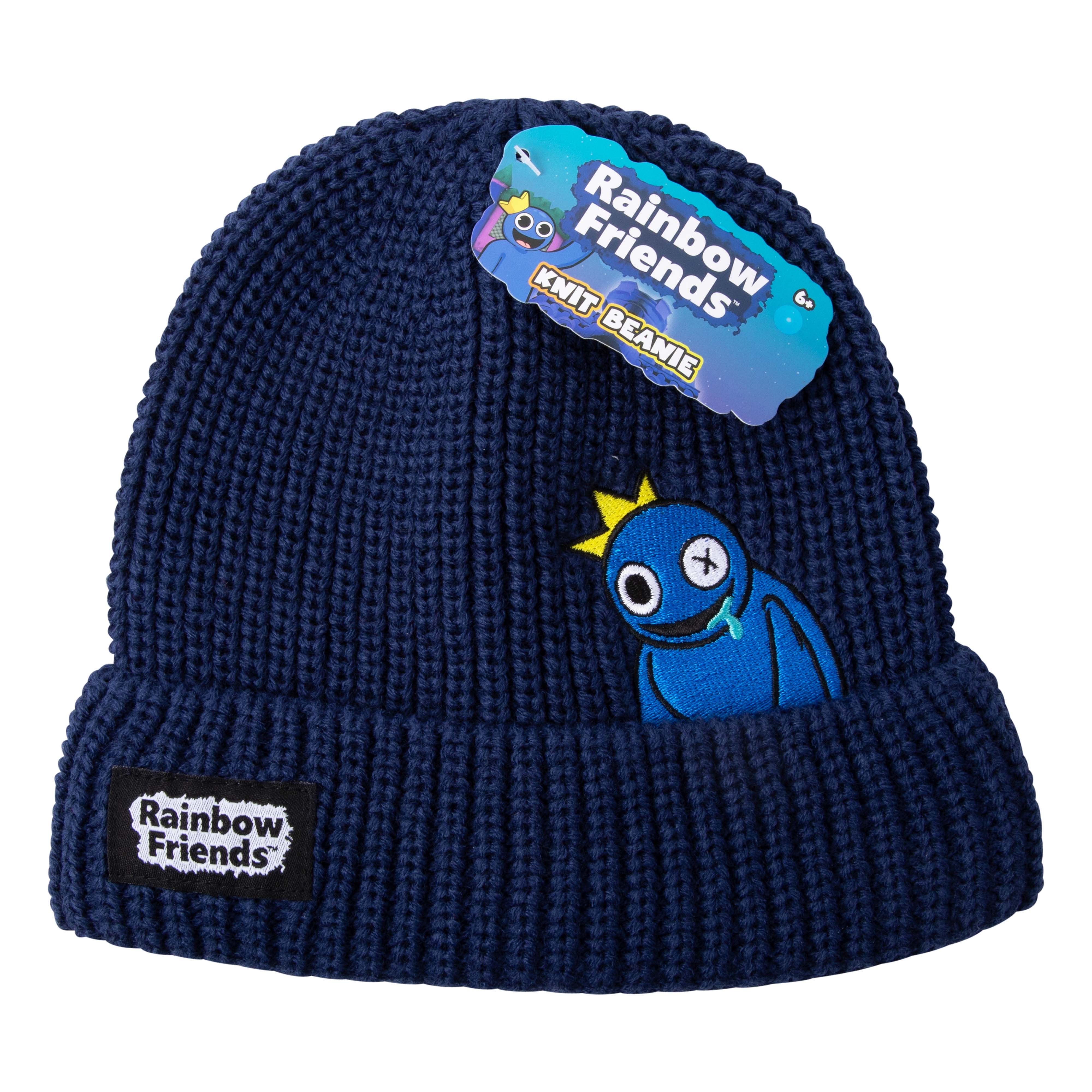 RAINBOW FRIENDS - Peeking Blue Embroidered Ribbed Beanie