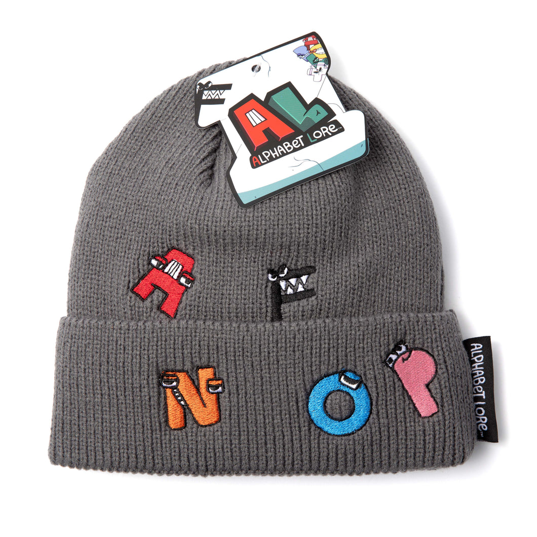 ALPHABET LORE – Multi-Character Knit Beanie w/ Embroidered Patches | Unisex Cap for Kids & Teens | Back-to-School Accessory | Fall & Winter Fashion | Officially Licensed