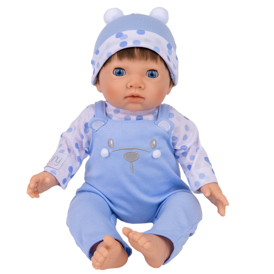 TINY TREASURES - Baby Doll w/ Blue Bear Outfit (17