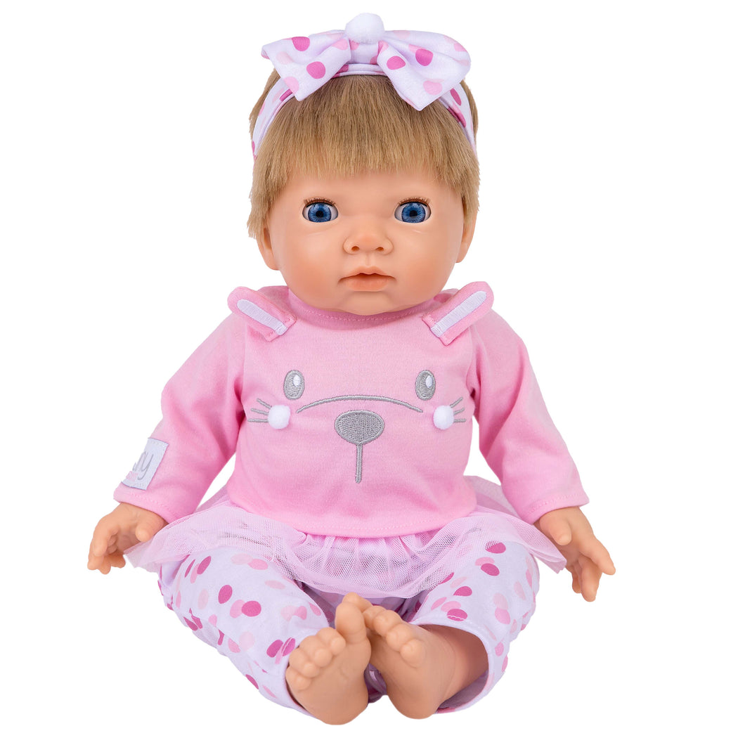 TINY TREASURES - Baby Doll w/ Pink Bunny Outfit (17