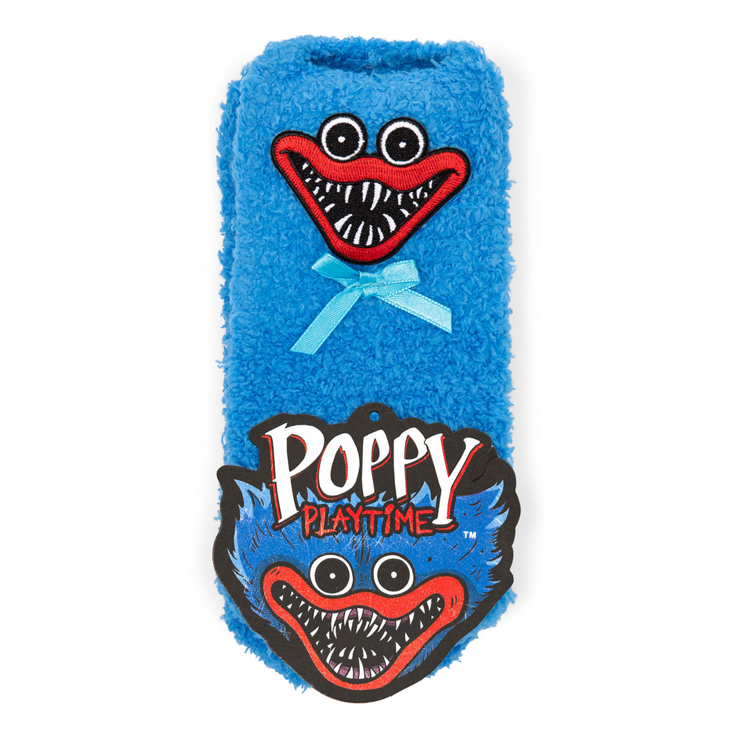 POPPY PLAYTIME - Huggy Wuggy Fuzzy Socks 2-Pack (w/ Embroidered Patch & 3D Bow, Unisex)