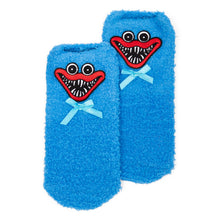 Load image into Gallery viewer, POPPY PLAYTIME - Huggy Wuggy Fuzzy Socks 2-Pack (w/ Embroidered Patch &amp; 3D Bow, Unisex)
