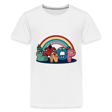 Load image into Gallery viewer, ALPHABET LORE - LMNOP Rainbow T-Shirt (Youth) - white
