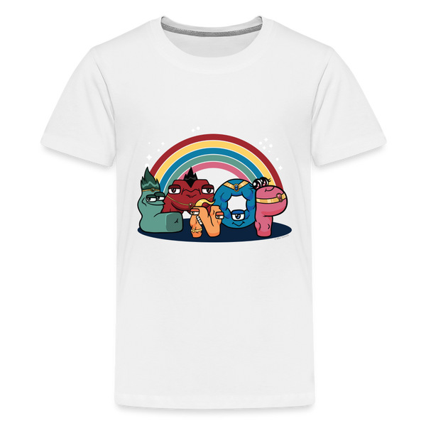 ALPHABET LORE - LMNOP Rainbow T-Shirt (Youth) - white