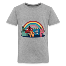 Load image into Gallery viewer, ALPHABET LORE - LMNOP Rainbow T-Shirt (Youth) - heather gray
