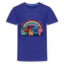 Load image into Gallery viewer, ALPHABET LORE - LMNOP Rainbow T-Shirt (Youth) - royal blue
