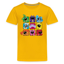 Load image into Gallery viewer, POPPY PLAYTIME - Smiling Critters Grid T-Shirt (Youth) - sun yellow
