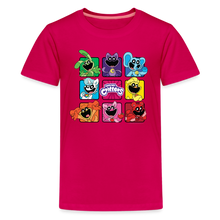 Load image into Gallery viewer, POPPY PLAYTIME - Smiling Critters Grid T-Shirt (Youth) - dark pink
