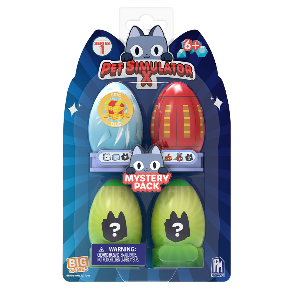 PET SIMULATOR - Mystery Pet Minifigures 4-Pack (Four Mystery Eggs & Pet Figures, Series 1) [Includes DLC]