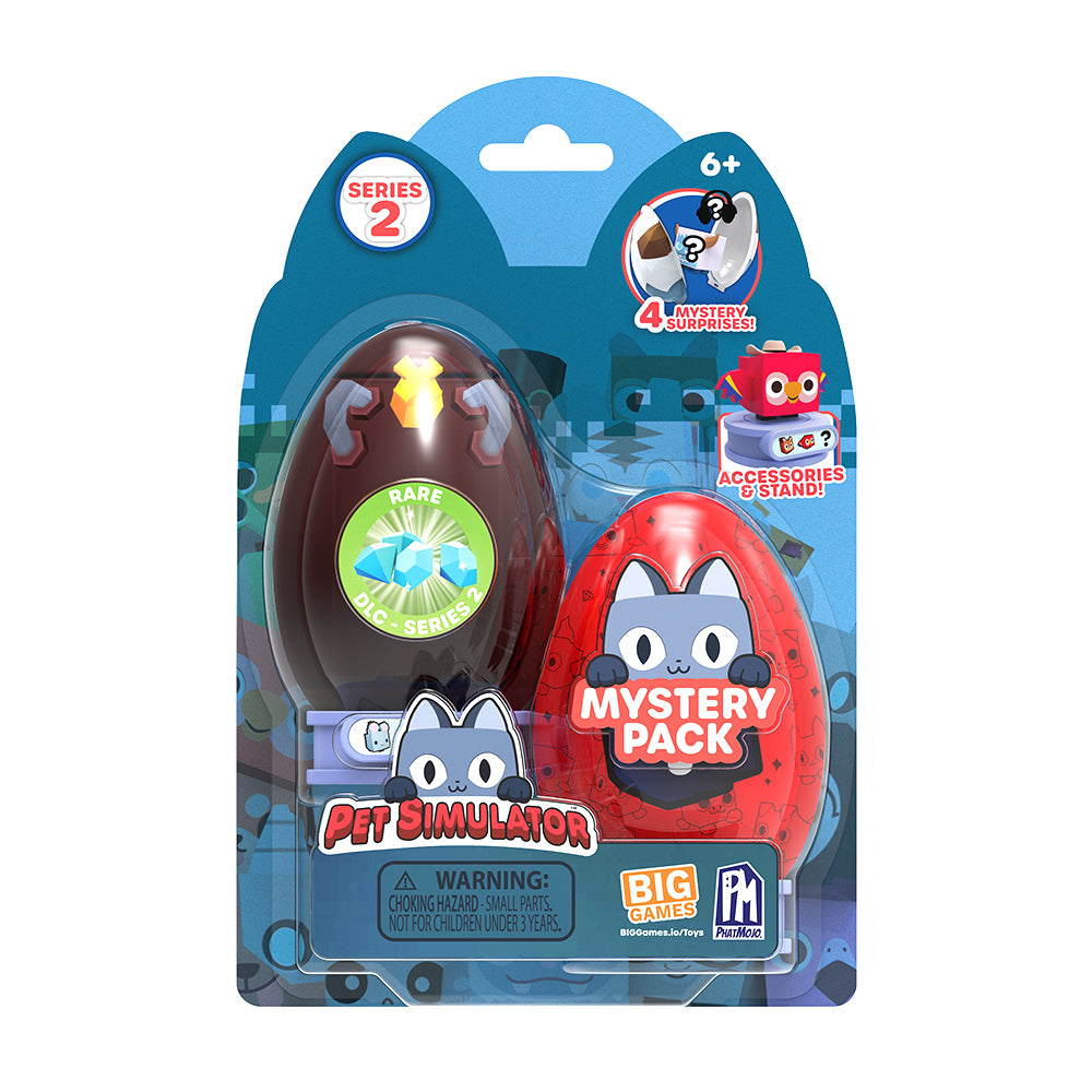 PET SIMULATOR - Mystery Pet Minifigures 2-Pack (Two Mystery Eggs & Figures w/ Accessories & Stands, Series 1) [Includes DLC]