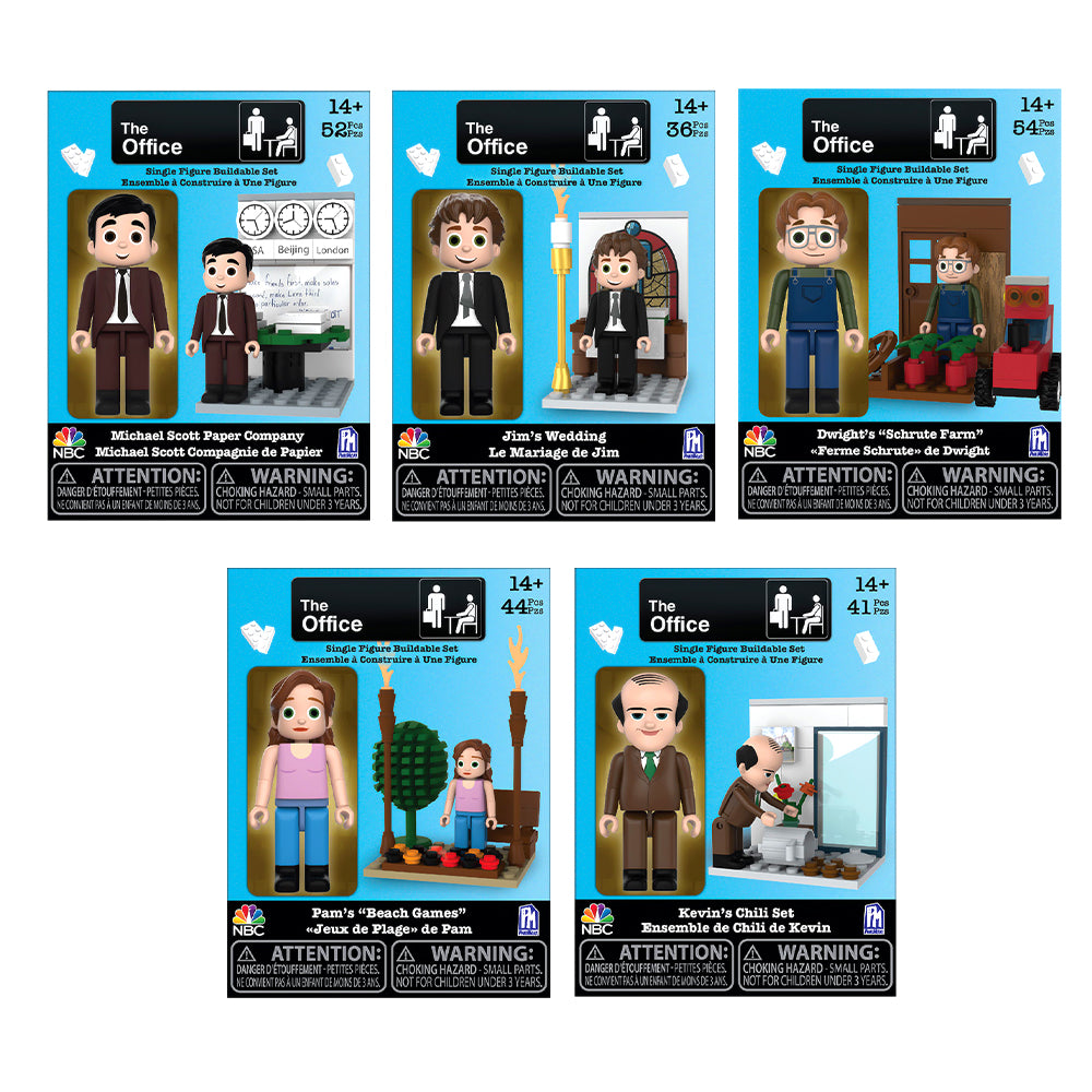 The Office - Single Figure Complete Buildable Sets (All Five Sets, 36 to 54 Pieces)